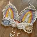 Crochet knit pastel rainbow crop top S NEW Photo 3