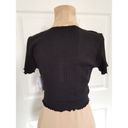 BP   Short Sleeve Pointelle Henley Ribbed Crop Top Women's Size - Small Photo 1