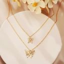 Boutique Gold Multi Layer butterfly Necklace Photo 0