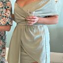 Lulus Sage Green Satin Off-the-Shoulder Mini Dress Photo 5