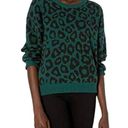 BCBGMAXAZRIA  Womens Sweater Green Black Leopard Print Long Sleeve Pullover L Photo 1