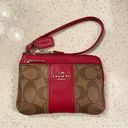 Coach  Signature Leather & Canvas Double Zip Wallet Coated Canvas Red Photo 0