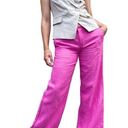 Ralph Lauren  Hot Pink Mid Rise Wide Leg 100% Linen Pants 8 Photo 0