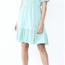 Draper James RSVP Puff-Sleeve Surplice Dress mint green white L Gingham Pockets Photo 3