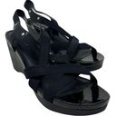 Ralph Lauren Women’s 10 Patent Leather Black Sandals Stretch Sling Stap Wedges Photo 0