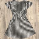 Old Navy  Waist-Defined Short Flutter-Sleeve V Neck Striped Midi Dress Size M Photo 6