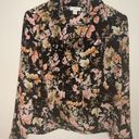 J.Jill  Black Floral Wrap Front Blouse Size XS Photo 7