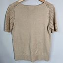 Banana Republic  Women's Small Short Sleeve Organic Cotton Pointelle Sweater Sand Photo 9