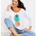 Ann Taylor  Loft Medium Tropical Resort Pineapple Sweater White Green Orange NWT Photo 1