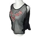 Shyanne  Swiss Dot Mesh Lace Top Blouse Black Embroidered Small Photo 2