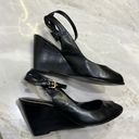 Ralph Lauren | Black Sling Back Wedges With Ankle Strap Size 8.5 Photo 5