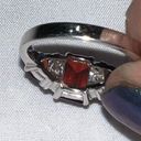 Ruby Faux  and CZ Silver Tone Ring Photo 4