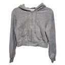 Brandy Melville  Cropped Zip-Up Hoodie Grey Cozy Fleece Lined Casual Streetwear Photo 0