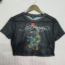 Ed Hardy NWOT  Dragon Cropped Baby T-Shirt Women's Black Mesh Size 3X Photo 1