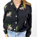 Coldwater Creek 00s  Vintage Black Pink Floral Embroidered Button Up Photo 6