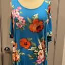 My Story DONATING SOON! Blue Floral Cold Shoulder Top Photo 0