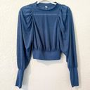 Free People Movement Hitting It Off Puff Long Sleeve Sheer Top in Blue Moon XS Photo 1