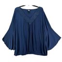 Bobeau  Tunic Top Womens Plus 3X Blue Embroidered V Neck Bell Sleeve Flowy Blouse Photo 0