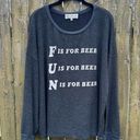 Wildfox  F-U-N Beer Crewneck Oversized Sweatshirt Grey Sz S Photo 0