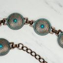 Faux Turquoise Studded Western Concho Metal Chain Belt Size Medium M Large L Photo 3