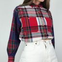 American Vintage Vintage ✨ Colorblock Plaid Button-Front Top Photo 1