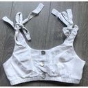 Forever 21  Cropped White Buttoned Tie Strap Top Photo 0