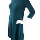 Eileen Fisher  Size XS Fit and Flare Dress Teal Jersey Knit Stretch 3/4 Sleeve Photo 4