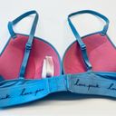 PINK - Victoria's Secret Victoria's Secret PINK Wear Everywhere Super Push-Up Bra Blue 34B Logo Band Photo 8