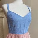 Cynthia Rowley  Dress Womens Size S Linen Blue Pink Yellow Colorblock Fit Flare Photo 3