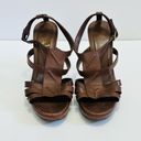 YSL Yves St Laurent Strappy Brown Leather High Heel Stiletto Sandal Shoe Size 38 Photo 2