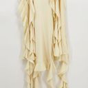 Micas NEW  Ruffled Hem Slit Maxi Dress Stretch Bodycon in Cream Small Photo 4