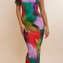 Pretty Little Thing  || Multi Printed Plisse Strappy Maxi Dress Sz 14 Photo 3