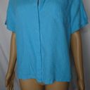 Chico's  Linen Hidden Button Placket Shirt Blue 1 Photo 3