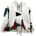 Mulberry Vintage  Street Full Zip Windbreaker Jacket 90 Ski Hood Abstract White M Photo 0