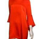 Milly  Women’s Size 14 Red Orange Flame Silk Bell Sleeve Mini Shift Dress Photo 2