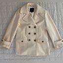 Talbots  Cream Embossed Harringbone Wool Blend Pea Coat - 12 Photo 0