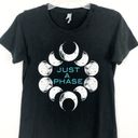 The Moon Women’s Phases Black Short Sleeve T-Shirt Size M Boho Casual Photo 2