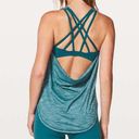 Lululemon  Women's Free to Be Serene Tank Top Built in Sports Bra Teal Printed 4 Photo 0