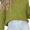 Lee Vintage  sweater green ribbed knit 1990s oversized sweater crewneck Small Photo 0