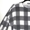 BKE Gray & White Buffalo Plaid Print Sherpa Pullover Sweater Photo 2