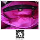 Anne Klein 👜Floral Black Faux Leather Bag Purse Tote Gold Metal Hardware Pink Photo 6