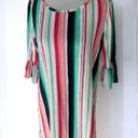 Crown & Ivy  multicolor striped quarter peplum sleeve scoop neck dress Medium Photo 8