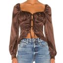 Majorelle Revolve  Waldorf Top in Chocolate Brown Tie Front Small NWT Long Sleeve Photo 0