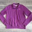 PINK - Victoria's Secret  Quarter Zip Pullover Sweatshirt Women L Purple Pink Pocket Photo 0