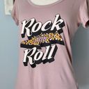 Rock’n Roll Rock N Roll Thunder Bolt Leopard Print Scoop Neck Tee Shirt Blush Pink  Small Photo 2