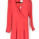 C/MEO COLLECTIVE  XS Long Sleeve Surplice Neck Hold Tight Mini Dress Coral Red Photo 0