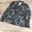 fab'rik Tulle Womens Blouse Size XS Tie Neck Bow Top Snakeskin Print NEW Photo 19