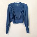 Free People Movement Hitting It Off Puff Long Sleeve Sheer Top in Blue Moon XS Photo 2