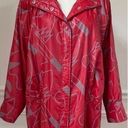 Vintage 80s Faux Leather Geometric Shape Oversized Coat Jacket Red Grey L Size L Photo 0