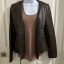 Antonio Melani  Luxury 100% Genuine Brown Leather Jacket Women’s sz Small zip-up Photo 11